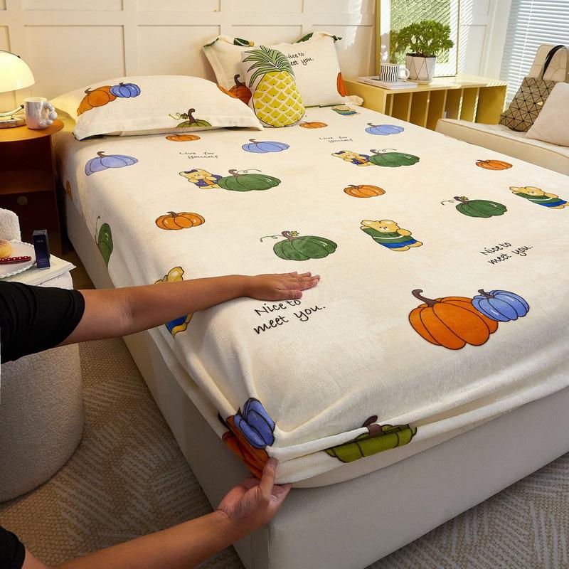 New A-class Milk Fleece Bed Sheet Thickened Warm Mink Fleece Mattress Cover Fully Wrapped