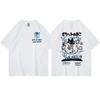2022 Hip Hop T-Shirt Streetwear Japanese Kanji Funny Cat Print T Shirt Harajuku Cotton Casual Short Sleeve Tshirt Tops