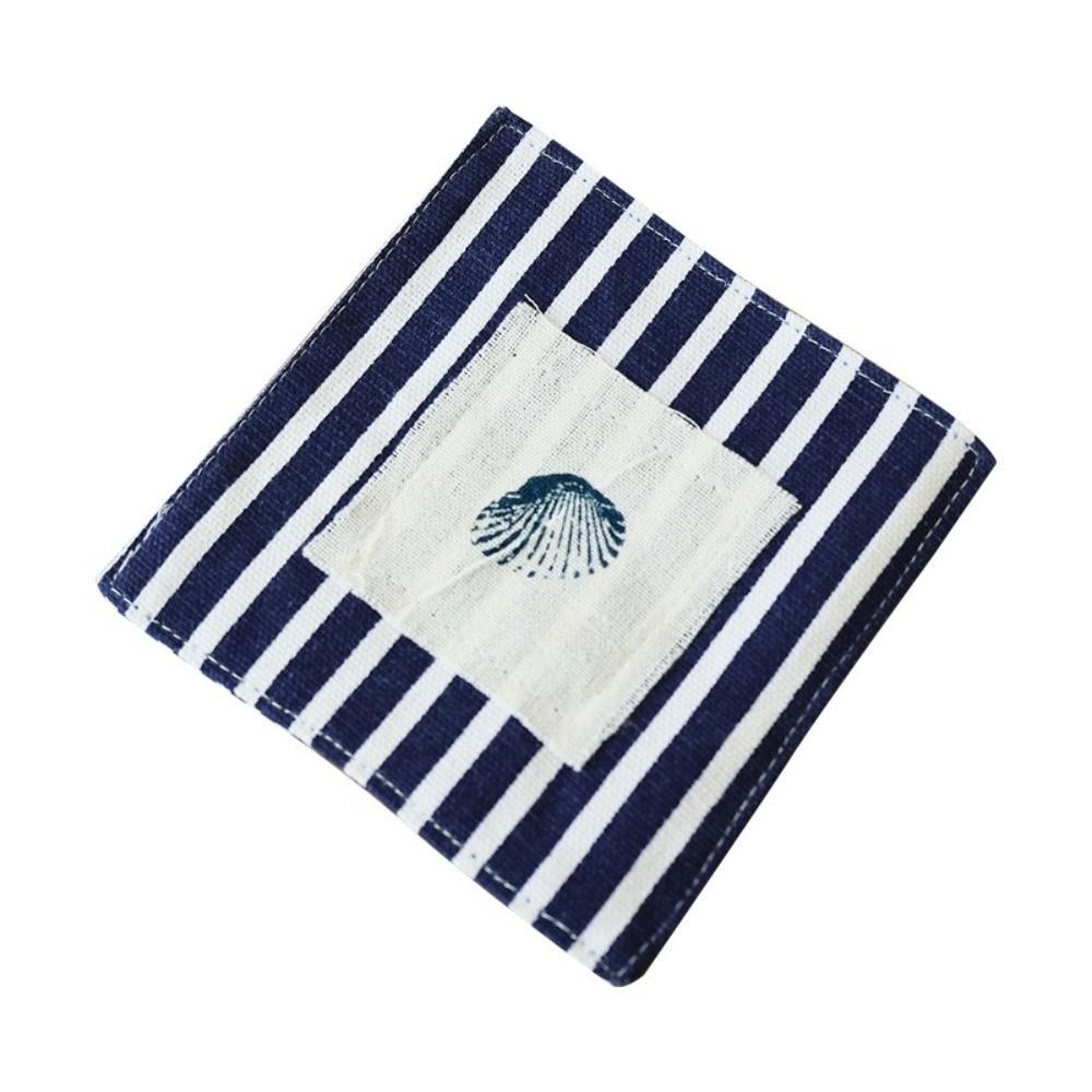 4PCS/SET Pot Mats Rustic Cotton Coasters Vintage Handmade Plaid Embroidered Coasters Delicate Washable Tea Cup Pad Tea Cups