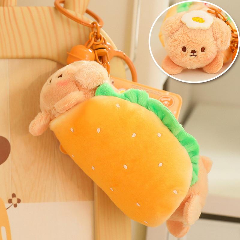 Dog Plush Hot Keychain Bag Pendant Backpack Food Animal Decoration Bakery Toy