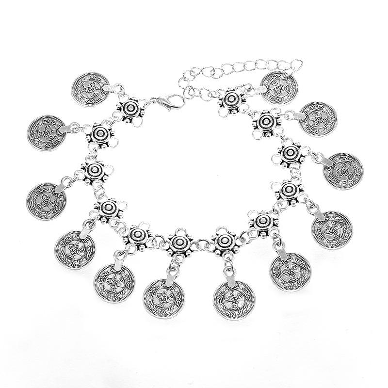 Vintage Coin Fringed Anklet Female Bohemian Vacation Style Personality Exotic Dance Accessories