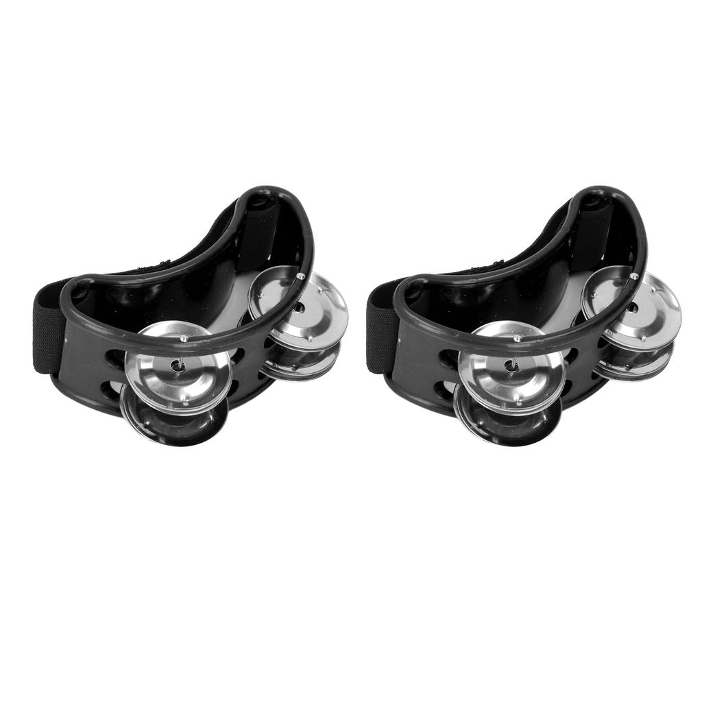 2PCS Foot Tambourine Percussion Musical Instrument Percussion Pedal for Concert Party Black