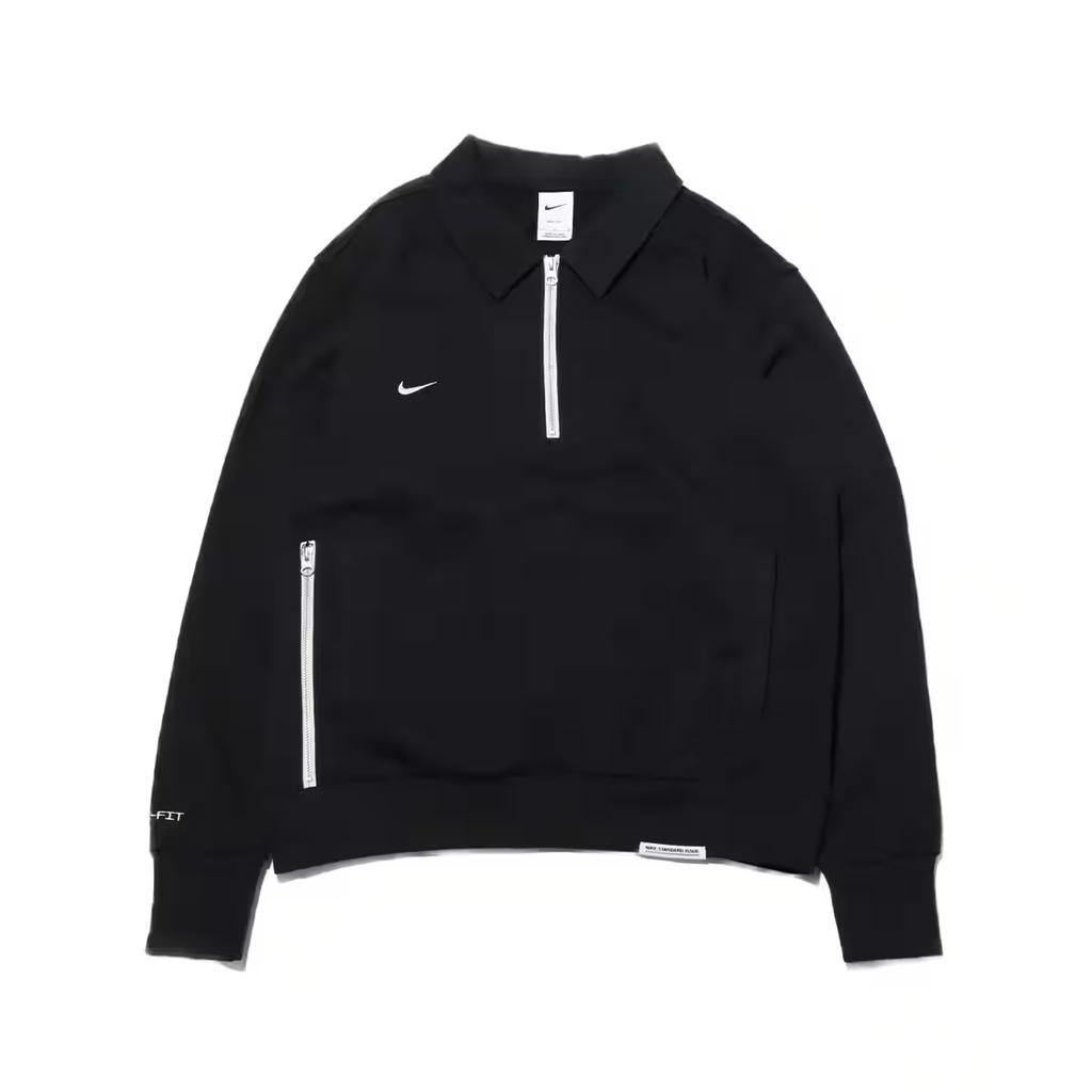 Nike Dri-Fit Quarter-Zip Soccer Pullover With Logo Print Men Tops Black FB6807-010