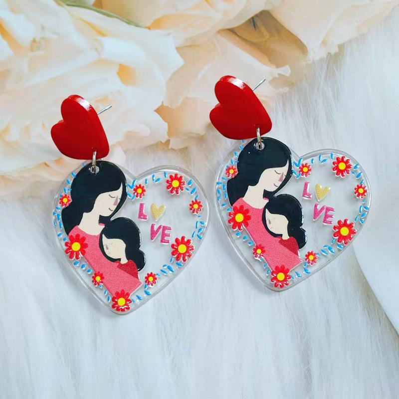

Love Earrings Mother s Day Celebration Holiday Print Niche Design Creative Heart Shape