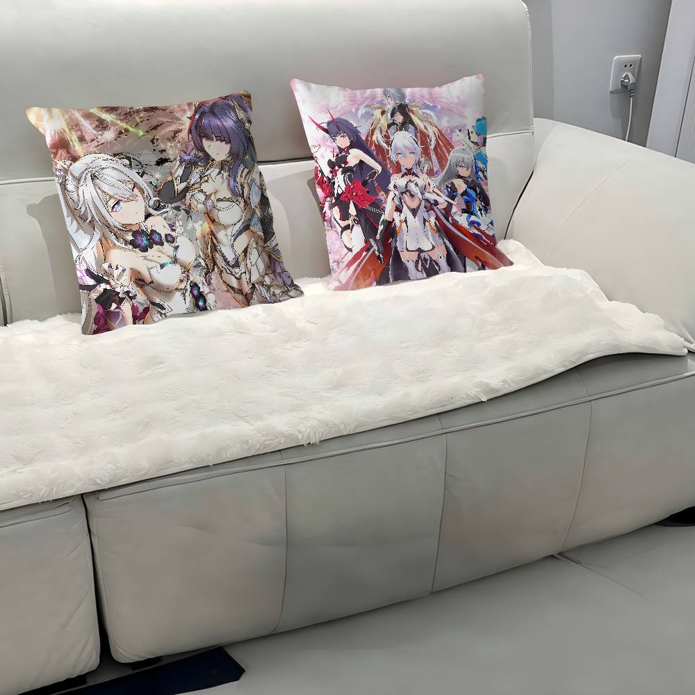 H-HONKAI IMPACTs Kissenbezug Abnehmbarer Waschbarer Kissenbezug – Ganzjährige Weiche Leinen