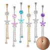 Flower Zircon Navel Ring Rhinestone Body Piercing Jewelry Vintage Belly Button Ring  Girls