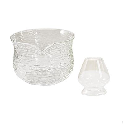 420ml Glass Matcha Bowl And Whisk Holder with Spout for Tea Enthusiasts