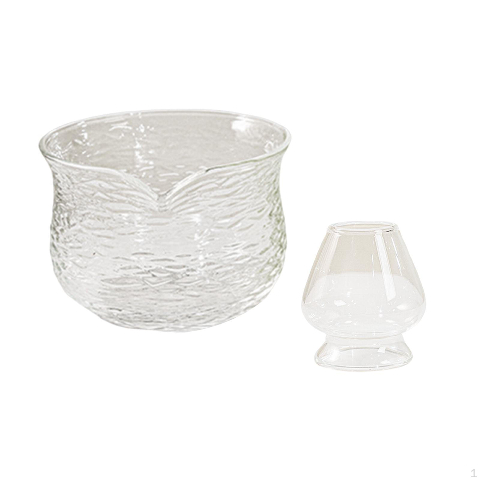 

420ml Glass Matcha Bowl And Whisk Holder with Spout for Tea Enthusiasts
