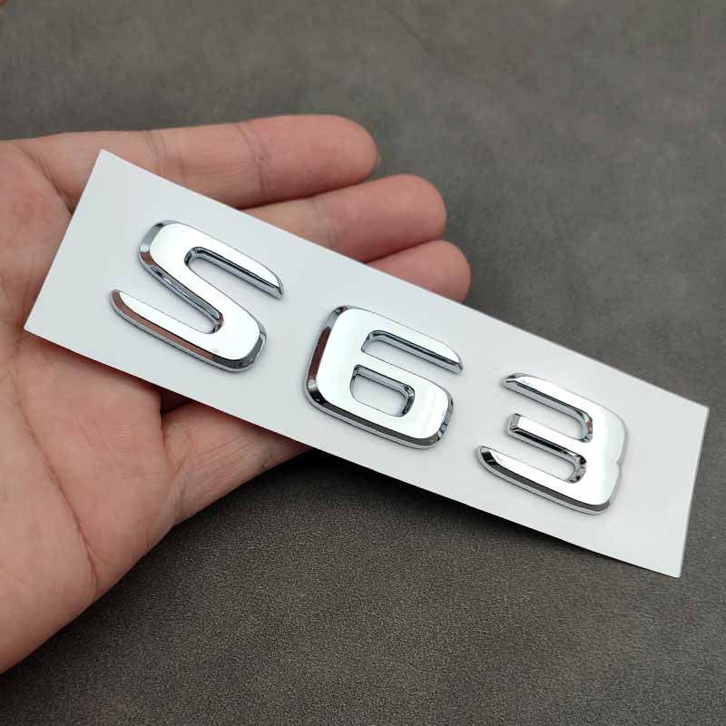 3D ABS Chrome Logo S63 Letters Car Trunk Emblem Badge Decal For Mercedes Benz S63 AMG W222 W221 C217 S63 Sticker Accessories QN1