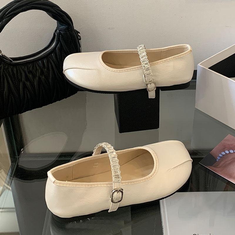 Fashion Luxury Fashion Rhinestones Women Ballet Flats Dance Shoes Round Toe Female Soft Footwear Shallow Ladies Mary Janes Flats Shoes