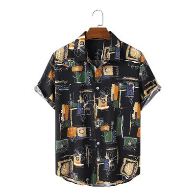 Summer Fashion Printed Trendy Short Sleeved Shirt with Lapel Pocket for Men
