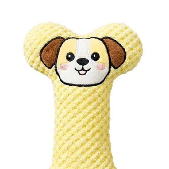 Plush Bone Dog Toy Soft Bone Dog Chew Toy with Gentle Sound Low Noise Tooth Cleaning Toy for Small Medium Dogs Teething Snuggling