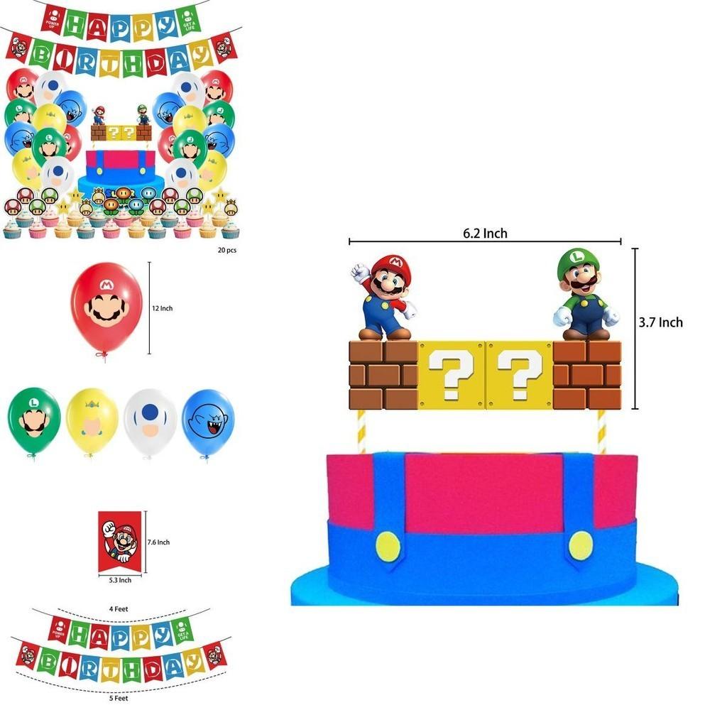 Super Mario Kindergeburtstag Party Deko Anzug Enthält Bunte Luftballons Und Fröhliche Fahne Für Feier