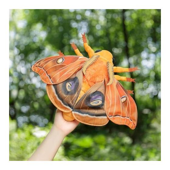 ZHONGXIN MADE Polyphemus Moth Plush Toy, Realistic 11-inch Large Winged Moth Stuffed Animal, Soft Unique Gift Collection for Kids Adults Home Decor