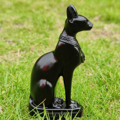 Egyptian Cat God Gold Decor Bastet Statue Commemorate Shaped Ornament Tabletop Resin Craft Desktop Adornment Sand Goddess