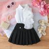 Baby Girls Sleeveless Collared Dress with Pleated Ruffle Accent, Stylish Party Outfit