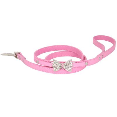 Collier laisse pour animaux de compagnie sélectionné avec soin, cuir PU diamant, grand nœud, laisse pour animaux de compagnie, laisse pour chien de promenade