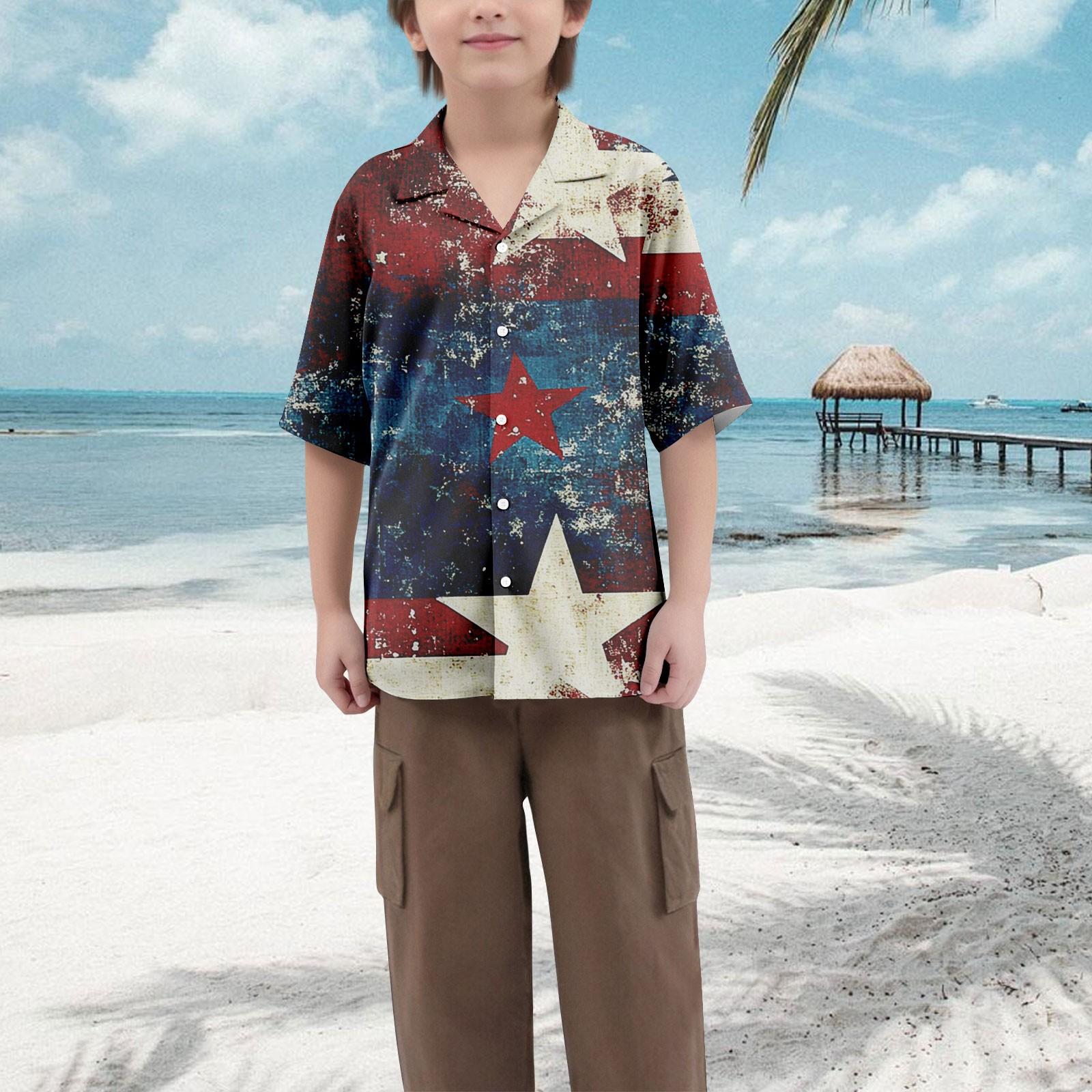 

Повседневная свободная рубашка с короткими рукавами для мальчиков с модным принтом сверху 110 винный