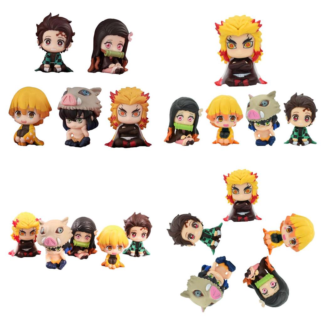 Adorable 5pcs Set Of Demon Slayer Doll Ornaments Including Rengoku Kyoujurou For Fans