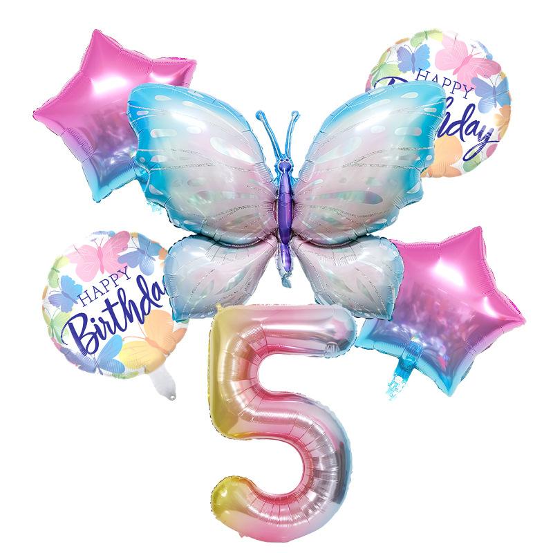 

Набор из 40 воздушных шаров из алюминиевой пленки Бабочка для украшения на день рождения, вечеринку для будущего ребенка, сцена Бабочка в ледяном фиолетовом цвете Ice Blue Butterfly Number 5