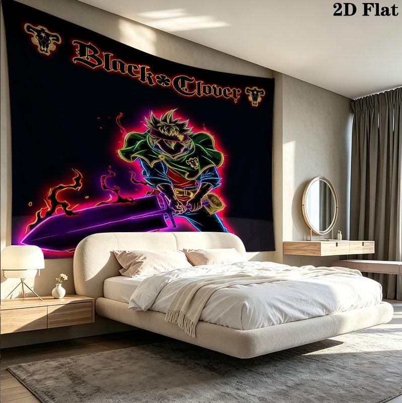 Arazzo da Parete Black Clover Appeso Estetico alla Parete Coperta in Tessuto Stampato Arazzi Decorativi per Camera da Letto Soggiorno Decorazione per la Casa