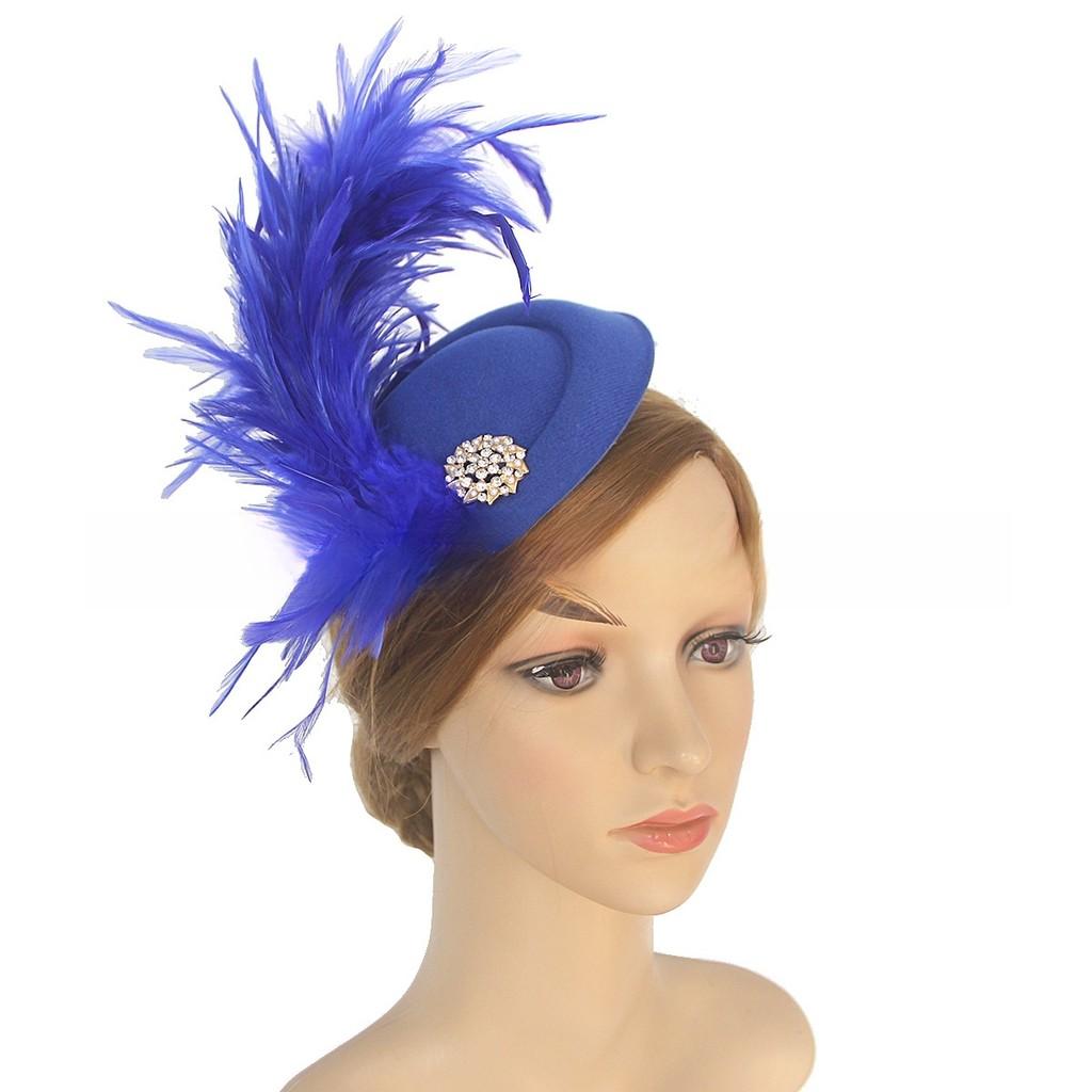 Vintage Bridal Hat With Feather Decor For Wedding And Cosplay