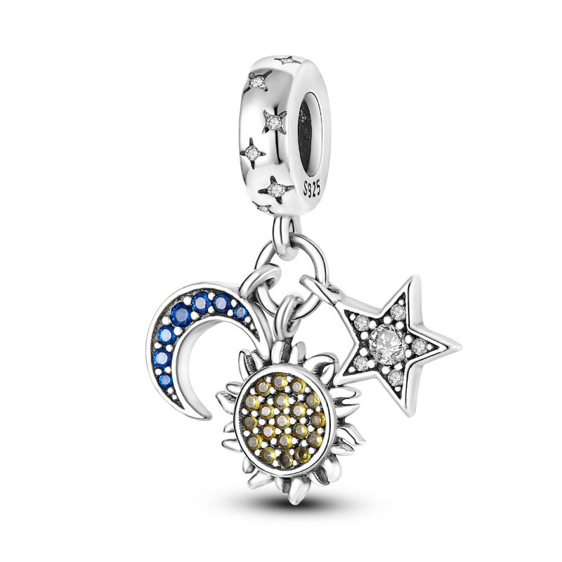 Copper Sun Moon Star Theme Multiple Styles Fashionable Charms Beads Fit Pan Genuine Bracelets Handmade DIY Jewelry