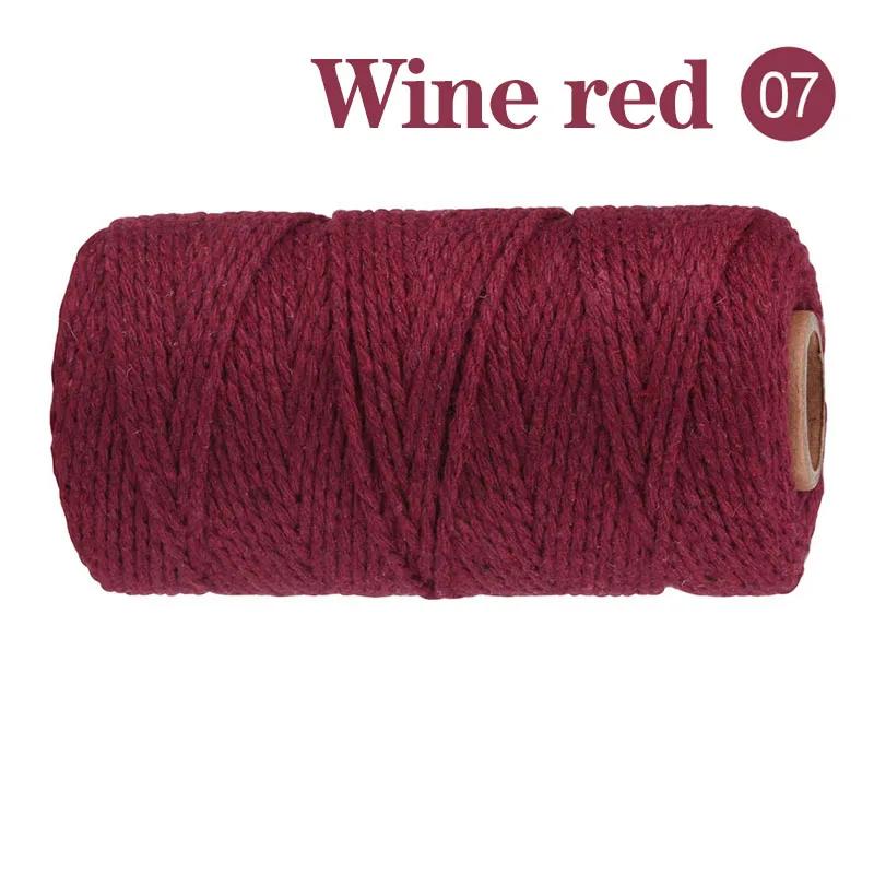 2mm 100M Macrame Cord Corda di cotone Spago Filo Stringa Artigianato Cucito fai da te Fatti a mano Arazzi Boemia Festa di nozze Decorazioni per la casa