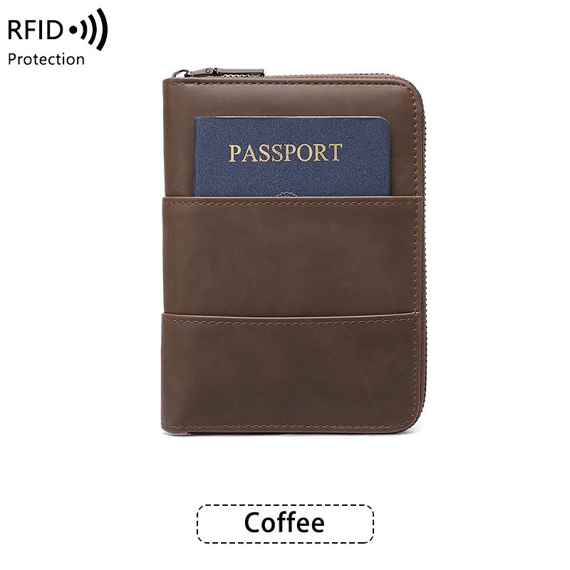 RFID Retro Men's and Women's Passport Bag Fashion Multifunctional Passport Cover Family Pack PUPassportHolder Travel Accessories