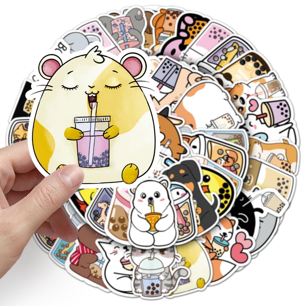 50 Cute Personalized Pet Milk Tea Guka Decorative Suitcase Refrigerator Scooter Car Guitar Creative Stickers