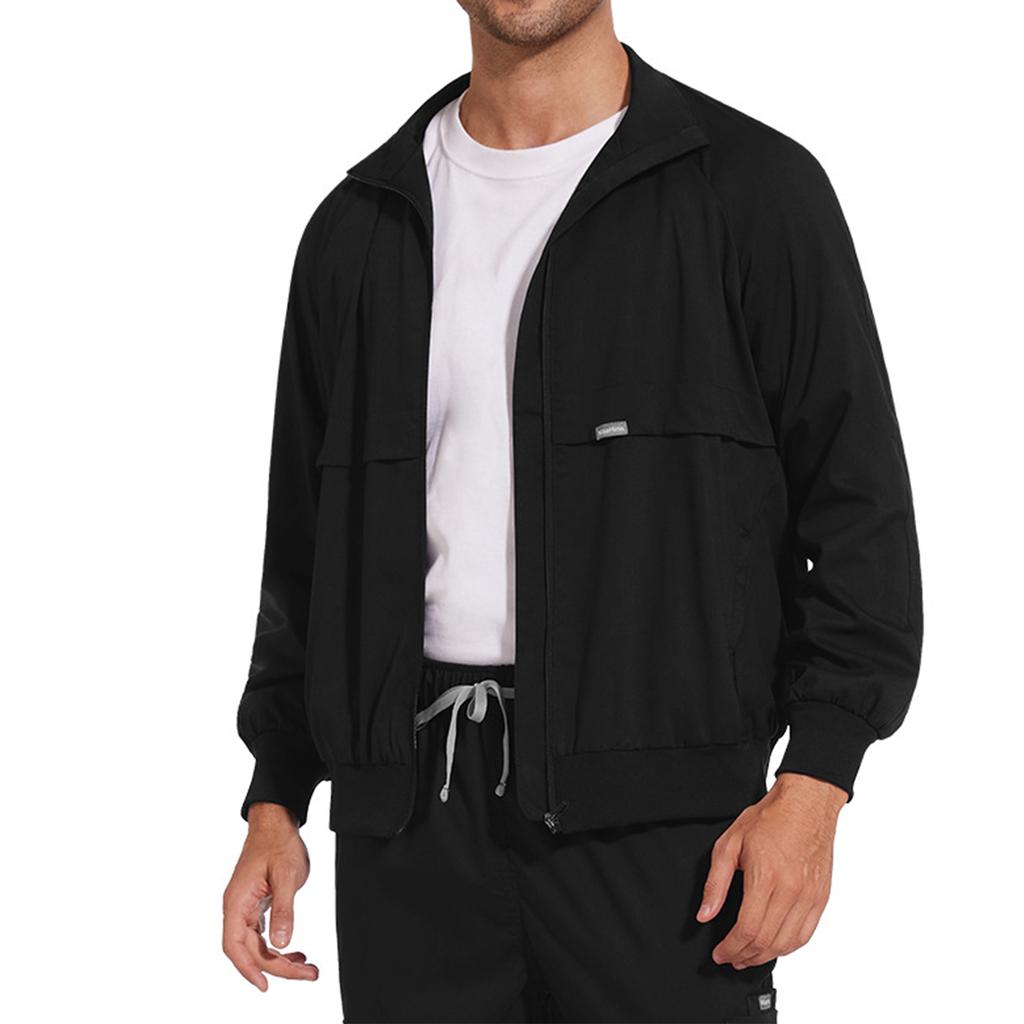 Men's And Women's Solid Color Thick Long Sleeved Jacket With Stand Up Collar Pocket Nurse's Clothing Protective Worker's Clothing Jacket