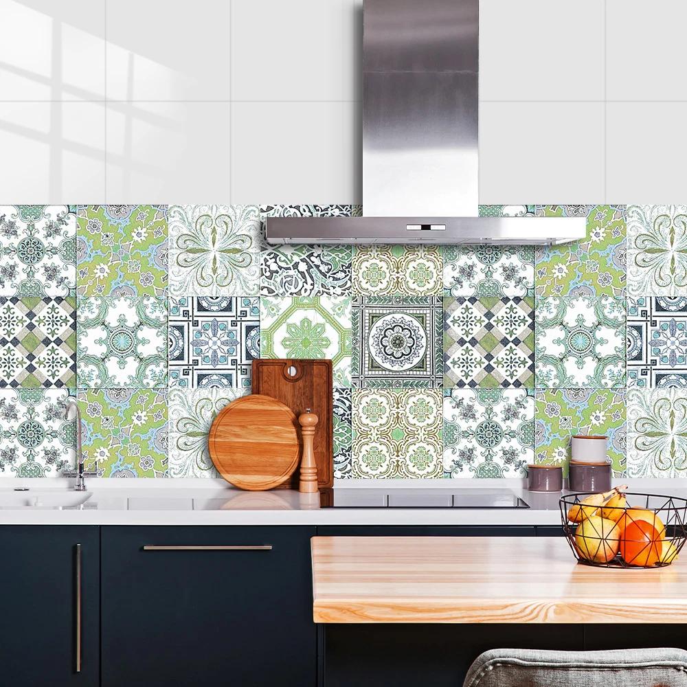 Bohemian Wall Panels Sticker Set - 10pcs Waterproof Peel & Stick Backsplash for Kitchen/Bathroom Renovation (Removable Art)