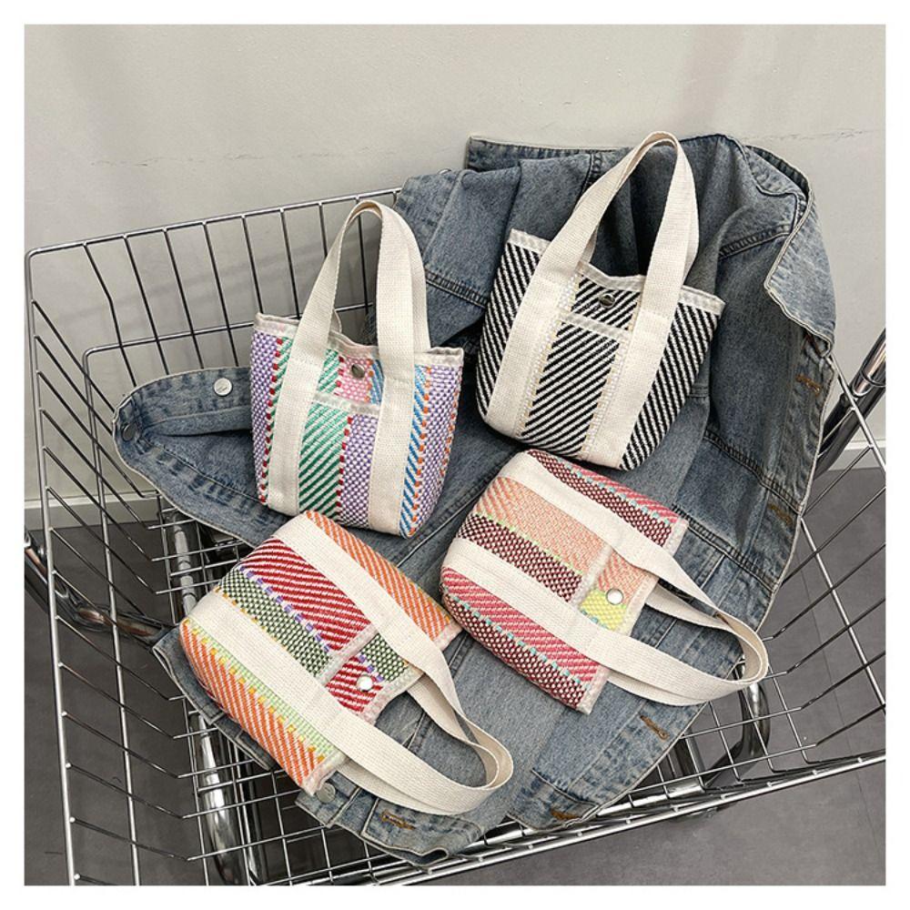 Stripe Straw Bag Large Capacity Tote Bag Portable Lunch Bag  Men