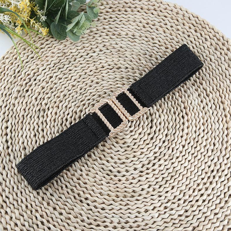 

Ethnic Style Single Loop Plastic Woven Elastic Belt With Alloy D Buckle In Various Colors чорний