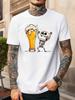 Unisex O Neck Tee Skeleton Beer Cup Graphic Print Cotton Short Sleeve Loose Summer Street Breathable Daily Casual Basic Wear Top