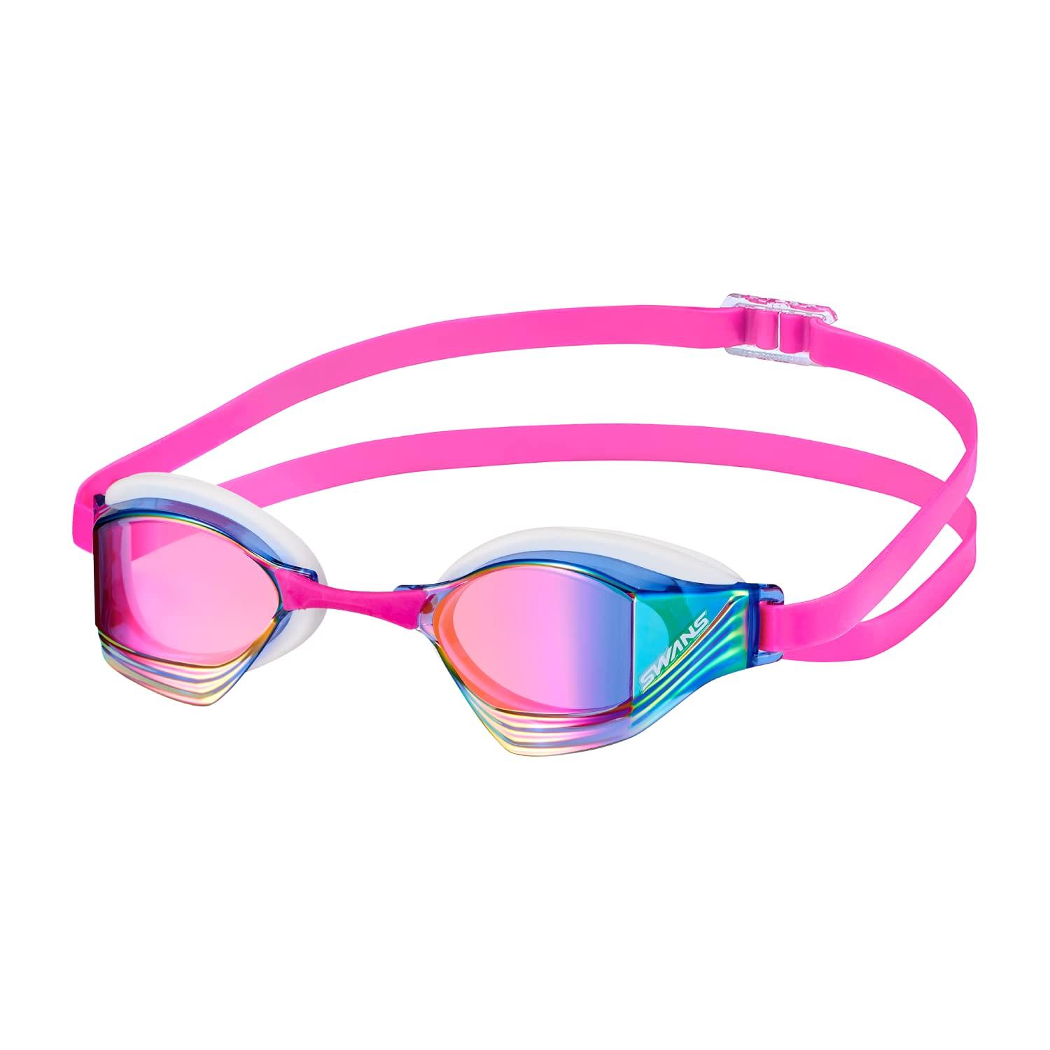 Made in Japan Swimming Goggles re NAVRU Navy x Flash Ruby Mirror Racing Swimming Mirror Lens Cushioned World Aquatics Approved [SWANS] VEGA-M