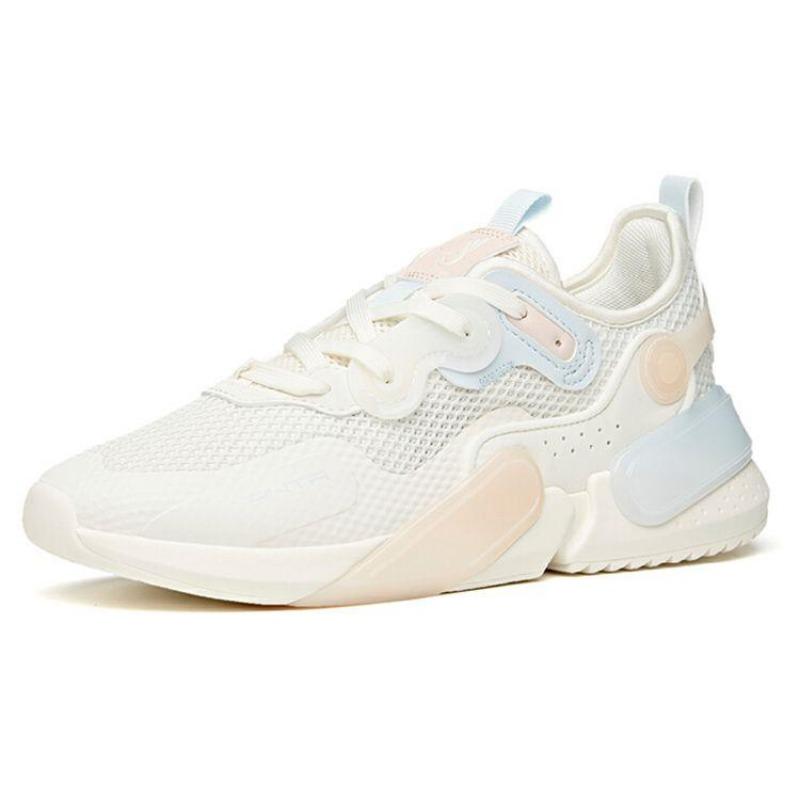 Anta Lifestyle Series Mesh Breathable Low-Top Sneakers Women Sneakers White Gray Pink 122128800-1
