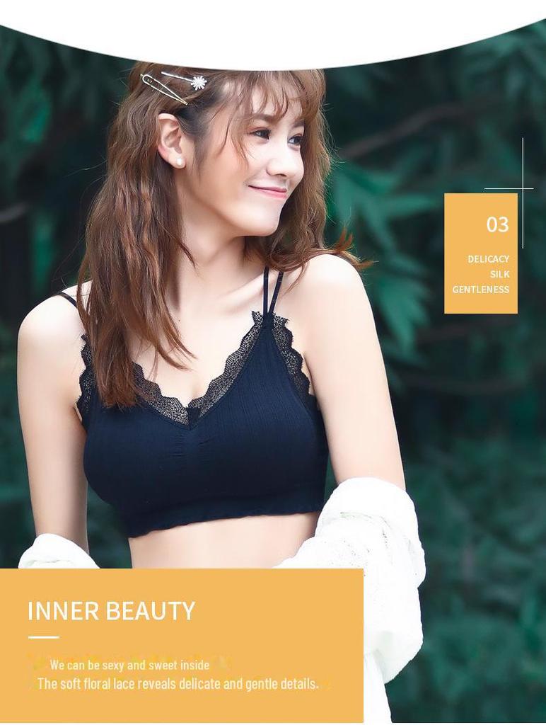 Spitzen-Tube-Top mit V-Ausschnitt und überkreuztem Rücken und Sichtschutz für Damen