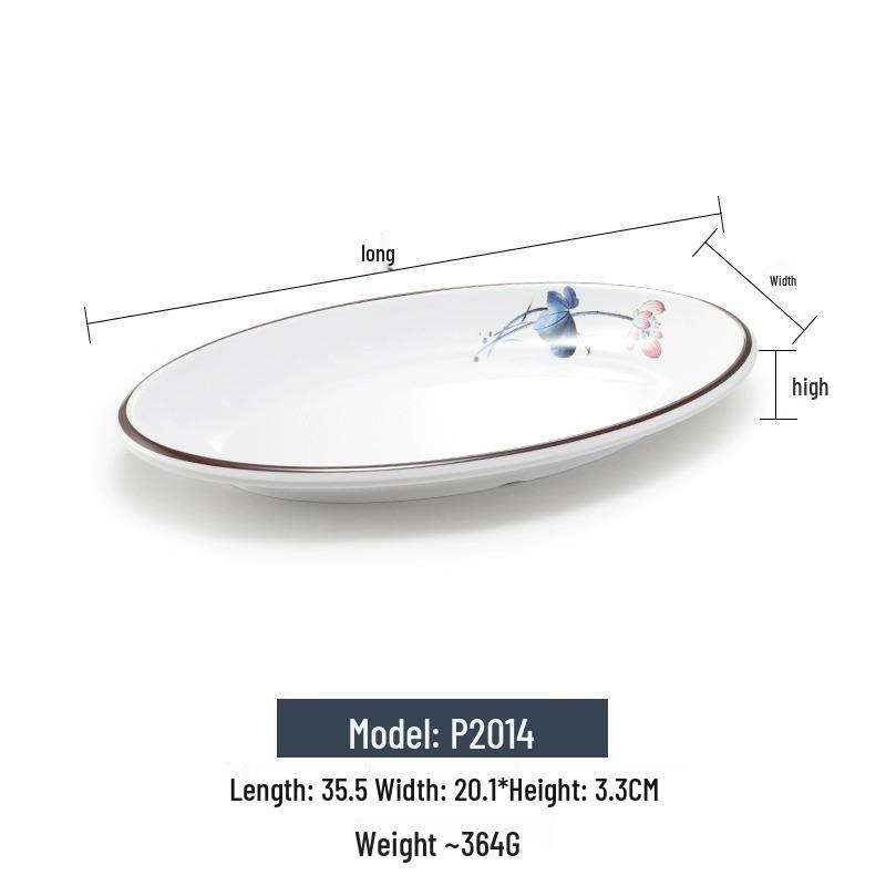 Melamine Rectangular Imitation Porcelain Plate for Sushi, BBQ, Cold Dishes - Commercial Use.