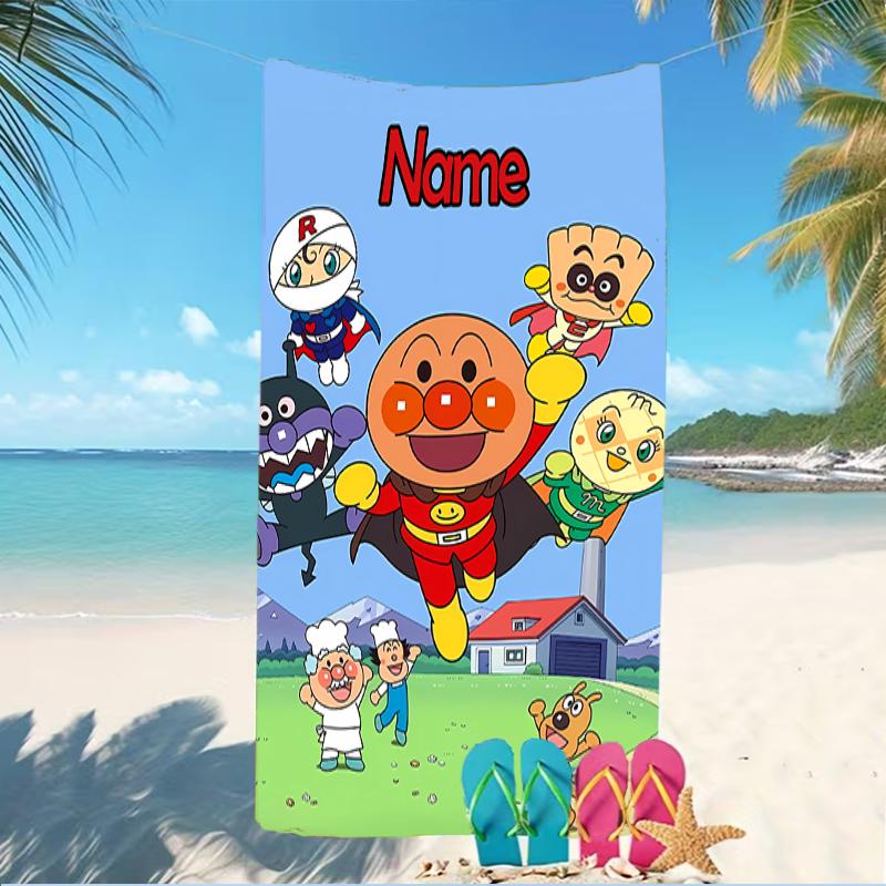 Customizable Personalized Beach Towels Anpanman Themed designs.Suitable for the Beach, Yoga, Sports;ideal As Beach Accessories