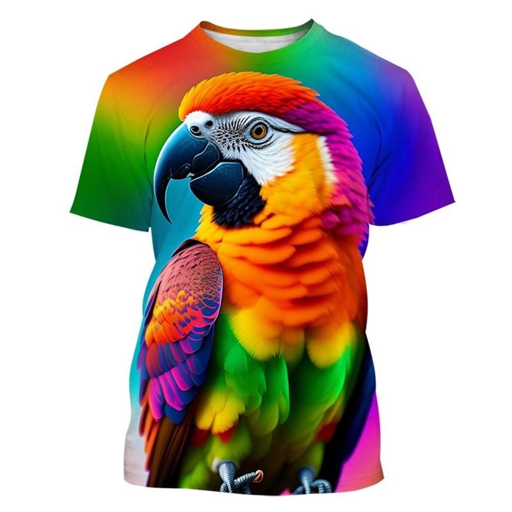 Parrot 3d Printed T-Shirt Men's Woemen's Fashion Casual Cool T-Shirt Funny Summer Short Sleeve Tops New Unisex Kids T Shirt