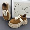Leren retro muffin schoenen dames herfst 2025 nieuw ronde neus veters casual schoenen veelzijdige plateauzool Duitse trainingsschoenen