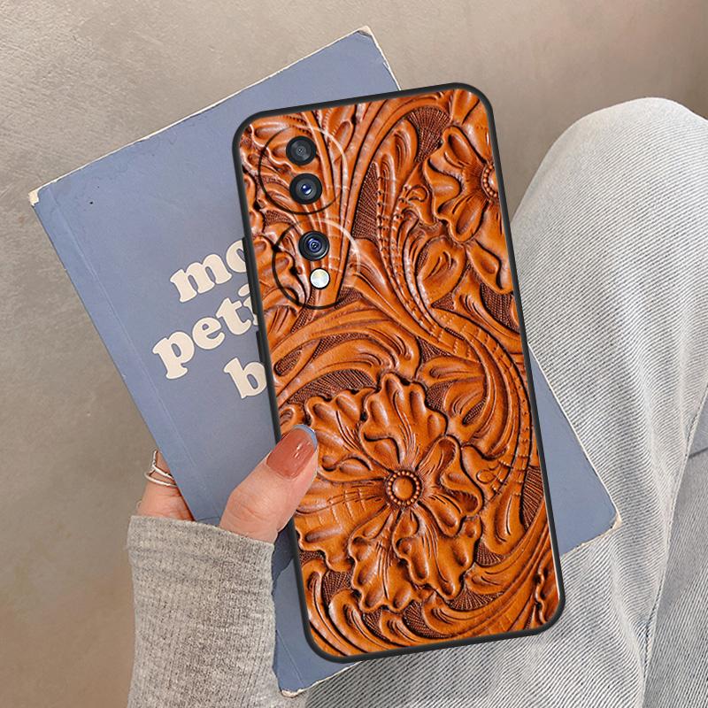 Brown Hand Tooled Western Case For Honor Magic 8 5 6 7 Pro Cover For Honor 400 200 Lite 50 70 90 X8a X8b X9a X9b X9c