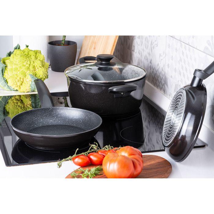 Batterie de Cuisine à Induction 4 Pièces Aluminium Forgé Antiadhésif sans PFOA FAGOR Vivant 424 Noir 00680