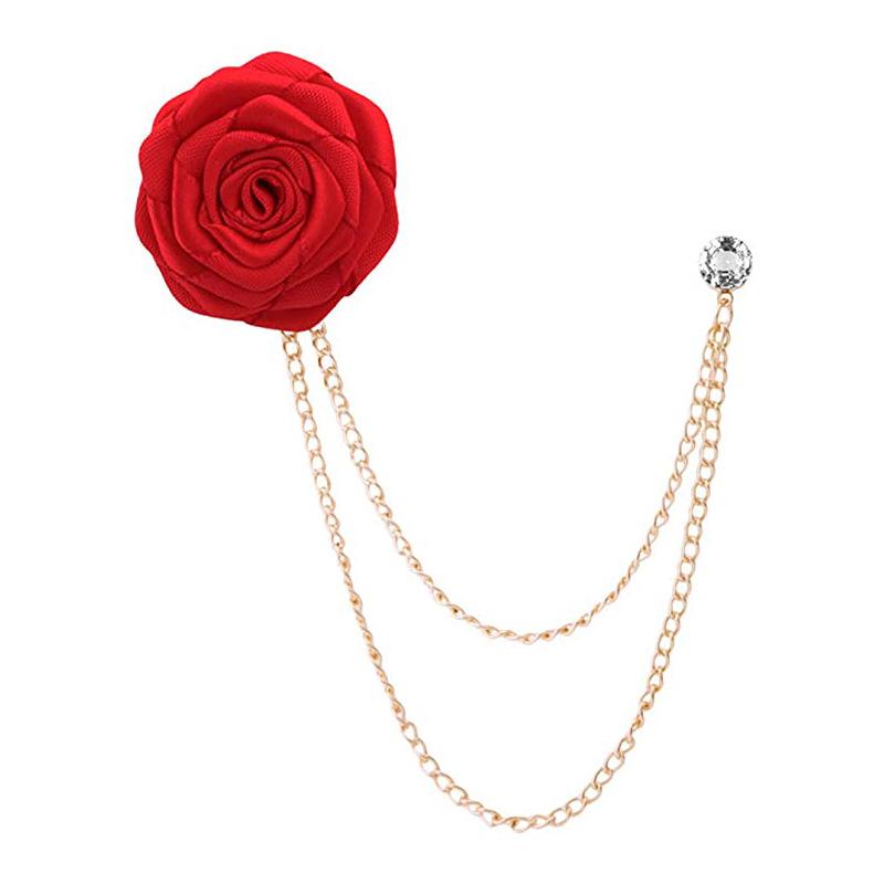 Unisex Rose Flower Tassel Brooch for Weddings.