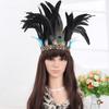 Ethnic Style Headband with Rhinestone&Feather Decors Unique Hair Hoop Women Bride Wedding Party Taking Photo Headband