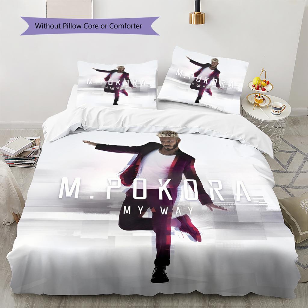 M Pokora Pattern Bedding,Quilt Set Quilt Cover Pillowcase Home Birthday Gift (1 * duvet cover + 2 * pillowcase, without core)