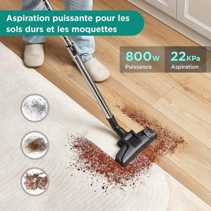 Aspirateur traineau - eureka - apollo-800w - 800w - 2,2l - accessoires amovibles