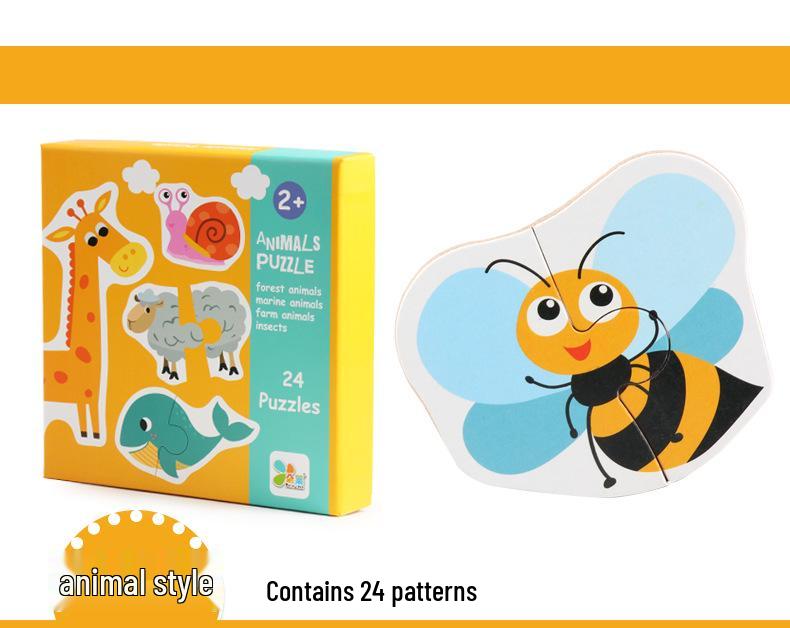23-Piece Early Education Wooden Puzzle for Kids: Vegetables, Fruits, Animals, Transportation