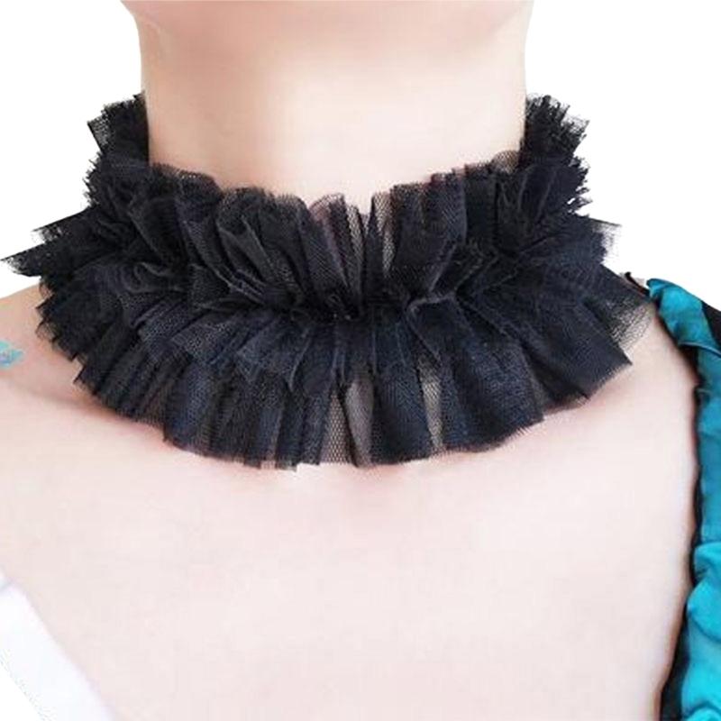 Colletto Finto a Strati Ruffled in Rete Vintage Staccabile per Costumi Vittoriani Rinascimentali Sciarpa Collo